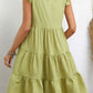 Textured Ruffle Trim Tiered Dress