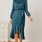 Mock Neck Ruffled Asymmetrical Dress