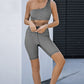 One-shoulder Sports Bra and Biker Shorts Set