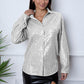 Sequin Collared Neck Long Sleeve Shirt