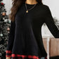 Plaid Round Neck Long Sleeve T-Shirt