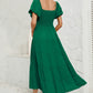 Smocked Square Neck Puff Sleeve Dress