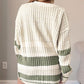 Plus Size Striped Button Up Dropped Shoulder Cardigan