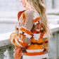 Fuzzy Contrast Snap Down Long Sleeve Jacket