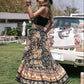 Printed High-Low Ruffle Hem Skirt