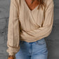 Openwork Surplice Dropped Shoulder Sweater