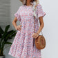 Leopard Short Flounce Sleeve Tiered Dress