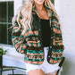 Geometric Snap Down Jacket with Pockets