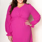 Twist Front V-Neck Flounce Sleeve Dress