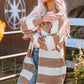 Striped Open Front Long Sleeve Cardigan