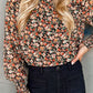 Floral Round Neck Lantern Sleeve Blouse