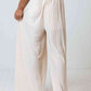 Drawstring Pleated Wide Leg Pants