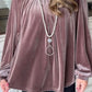 Ruched Round Neck Raglan Sleeve Blouse