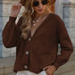 V-Neck Button-Down Dropped Shoulder Cardigan