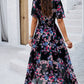 Smocked Floral V-Neck Short Sleeve Dress