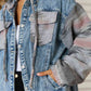 Geometric Raw Hem Denim Jacket