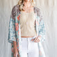 Animal Print Floral Three-Quarter Sleeve Cardigan