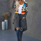 Printed Open Front Cardigan with Pockets