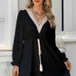 Contrast Flounce Sleeve Dress