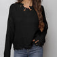 Waffle-Knit Dropped Shoulder Blouse