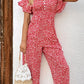 Printed Tie Back Ruffled Jumpsuit