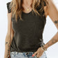 Ribbed Ruffle Shoulder Tank