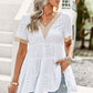 Contrast Short Sleeve Tiered Blouse