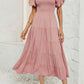 Smocked Square Neck Puff Sleeve Dress