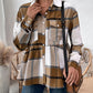 Plaid Button Up Dropped Shoulder Peplum Shacket