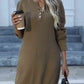 Buttoned Round Neck Long Sleeve Sweater Dress