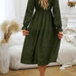 Round Neck Velvet Smocked Flounce Sleeve Dress