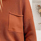 Ribbed Dropped Shoulder Sweater with Pocket