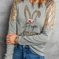 Leopard Sequin Round Neck Long Sleeve Top