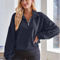 Half Zip Collared Neck Long Sleeve Sweatshirt