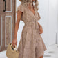 Printed Tie Waist Surplice Neck Dress