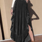 Ruffle Trim Wide Leg Slit Pants