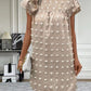 Swiss Dot Mock Neck Cap Sleeve Mini Dress