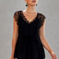 Eyelash Trim Spliced Lace V-Neck Tank