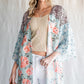 Animal Print Floral Three-Quarter Sleeve Cardigan