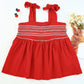 Embroidered Tie-Shoulder Babydoll Tank
