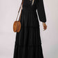 Square Neck Long Sleeve Tiered Dress