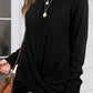 Ruched Round Neck Long Slleeve T-Shirt