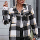 Plaid Collared Neck Snap Front Jacket