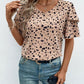 Ruffled Printed Short Sleeve Blouse