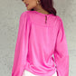 Round Neck Ruff Sleeve Blouse
