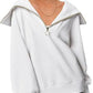 Half-Zip Lantern Sleeve Top