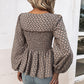 Printed Square Neck Long Sleeve Blouse