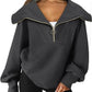 Half-Zip Lantern Sleeve Top
