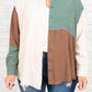 Plus Size Collared Neck Color Block Raw Hem Shirt