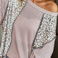 Leopard Exposed Seam Long Sleeve Blouse